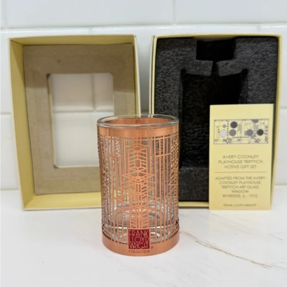 NIB Frank Lloyd Wright Copper Votive Holder Avery Coonley Design 3.5” in Box!